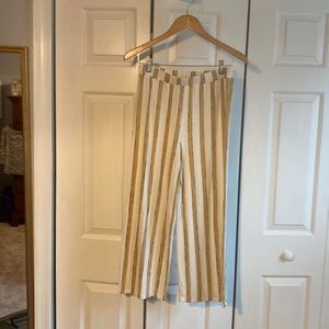 Crop gold and white striped loose fitting pants size M